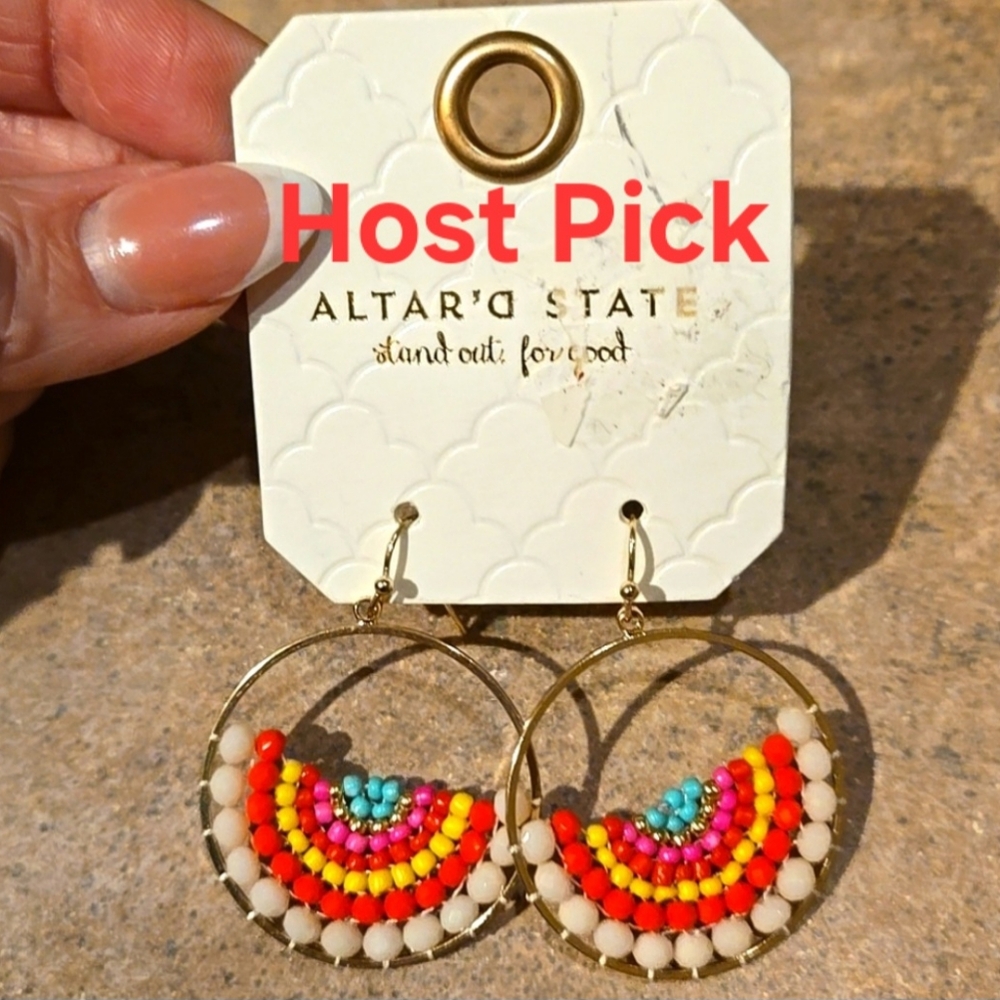NEW Altar'd State Multi-Colored Bead Circle Drop Dangle Earrings